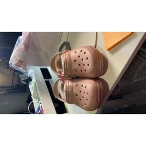 Crocs size J1 Pink Glitter